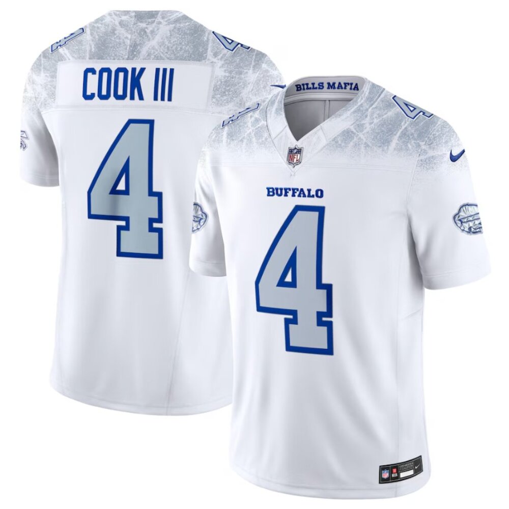 James Cook III Buffalo Bills 2025 #4 Stitching Jersey - White